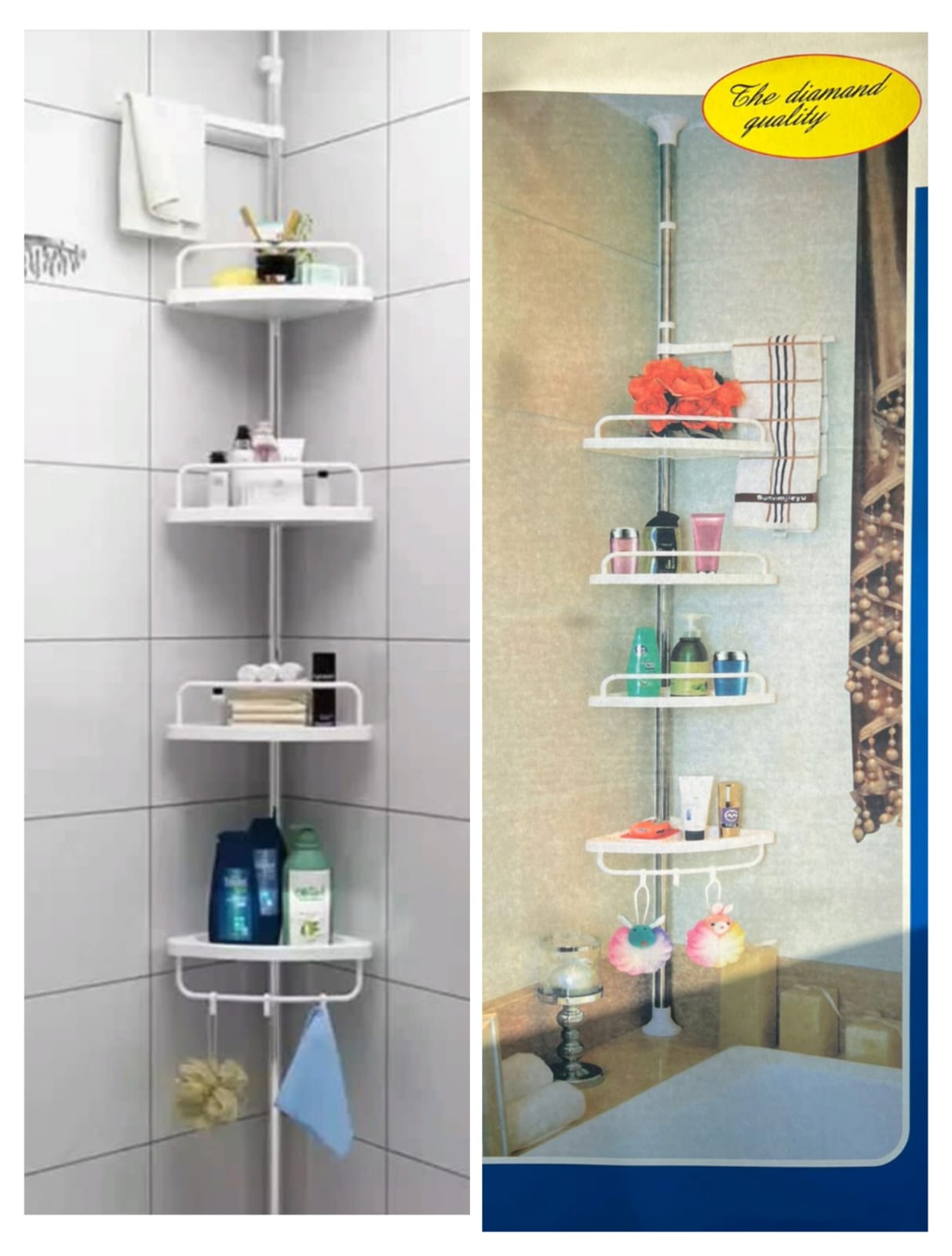 Corner shelf organiser,Multi-Corner Shelf CORNER STANDING SHOWER CADDY: The Shower Caddy Can Use The Space In The Corner Of The Bathroom To Organize Toiletries