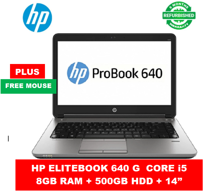 (Anniversary Offer!)  HP PROBOOK 640 G1 Core i5 8GB RAM / 500GB HDD Refurbished Laptop 6 Months Warranty  14” Display Plus Free Mouse Computer Notebook