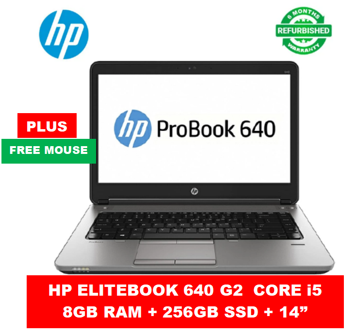 (Special Offer) HP ELITEBOOK 640 G2 CORE I5 8GB RAM / 256GB SSD 5th Gen Windows 10 Pro 14" Inch Refurbished Laptop Plus Free Mouse Computer Notebook