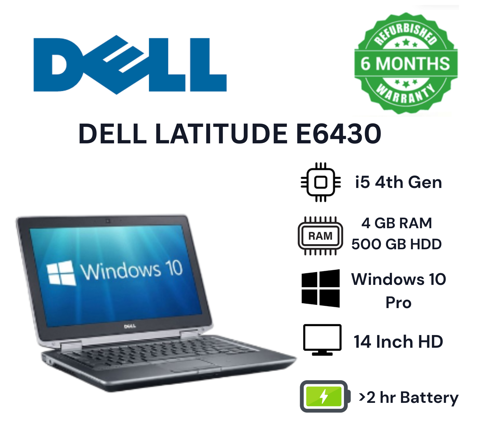 (ANNIVERSARY  OFFER) DELL LATITUDE E6430 | CORE I5| 4GB RAM |500GB HDD| 14" INCH |WINDOWS 10 PRO ACTIVATED| FREE MOUSE|REFURBISHED LAPTOP