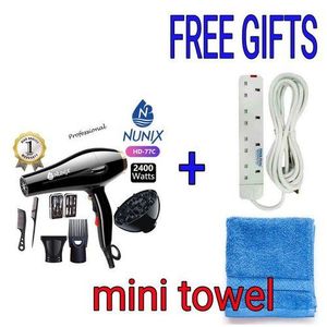 Nunix High Quality Professional Home And Salon Hair Blow Dryer With Accessories Plus Gifts