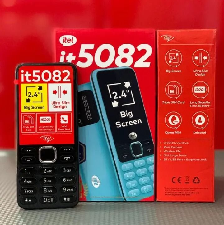 itel 5082 Small Button Phone Wireless FM Bright Torch Call Recorder Triple SIM Card Strong 1500mAh Battery Compact Feature Phone Durable Long-Lasting