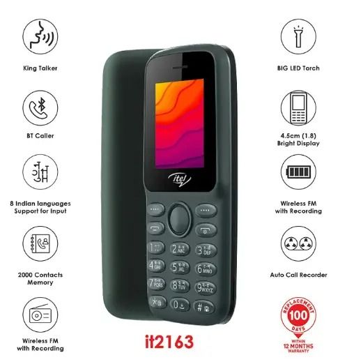 NEW ITEL 2163 1.8" Display Wireless FM Dual SIM Opera Mini Bright Torch Kabambe Katululu Button Feature Phone King Talker 2000 Contacts Memory One Year Warranty Affordable Reliable