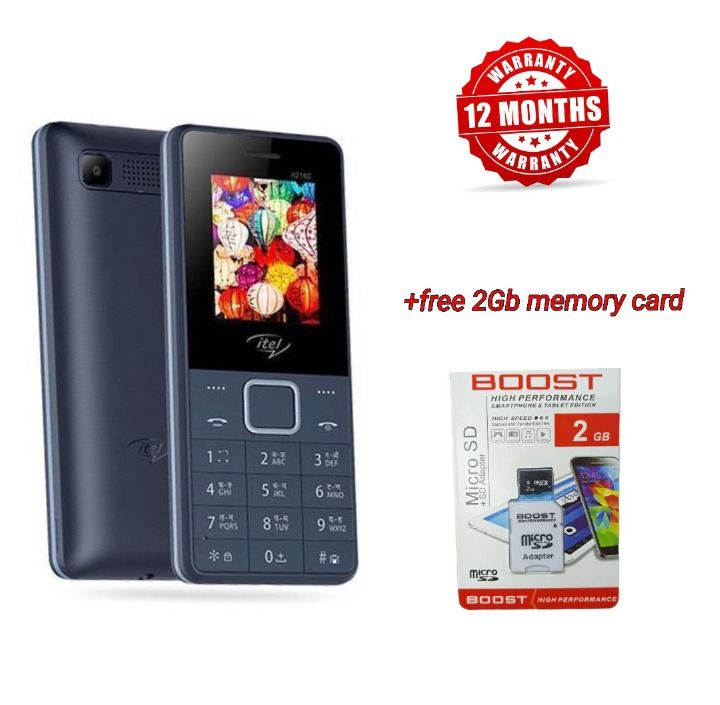Itel It2160 Dual SIM Feature Phone with 1.77" Display, 1000mAh Battery, and Free 2GB Memory Card – Reliable Compact Mobile for Calls and Messaging