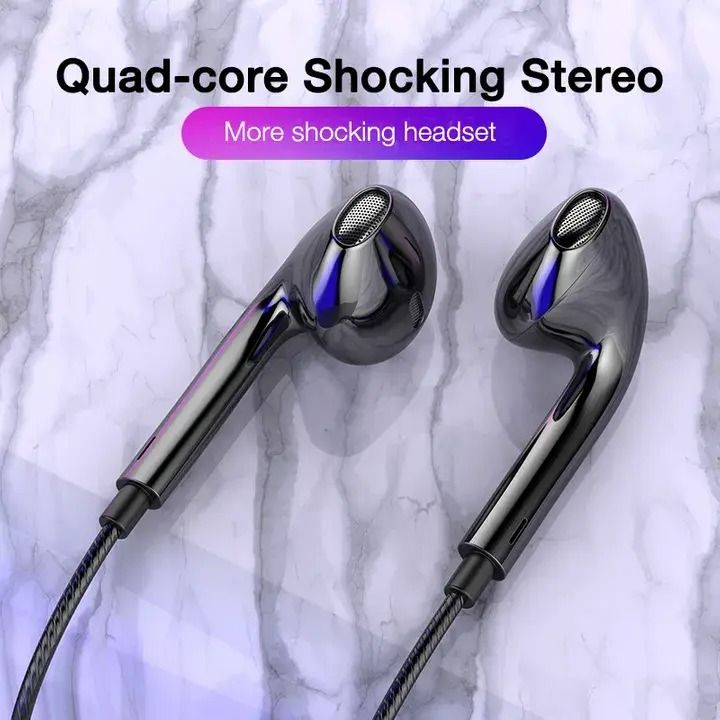 3.5mm Wired In-Ear Headphones with Microphone, Bass Stereo Earbuds, Sports Earphones with In-Line Control, Metal Subwoofer Earplugs Compatible with Android Phones