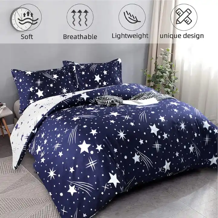 4*6 Warm Cotton Star Duvet Set with 1 Duvet, 1 Bedsheet and 2 Pillowcases – Soft, Breathable, Cozy Bedding for Stylish Bedrooms and Comfortable Everyday Sleep