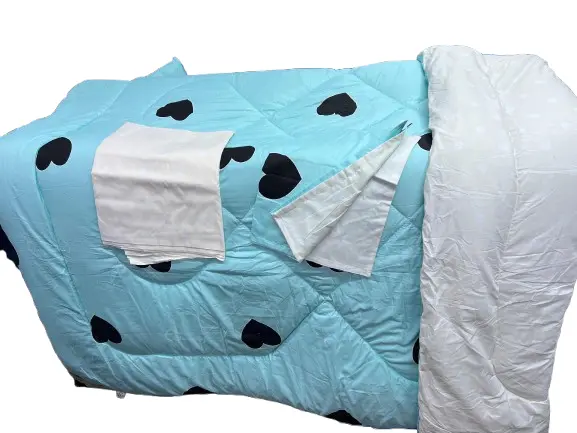 Luxury 4pcs Cotton Microfiber Quilted Duvet Blanket Set with Random Colors – 1 Duvet, 1 Bedsheet & 2 Pillowcases, Soft, Durable, Breathable Bedding for Stylish and Comfortable Sleep