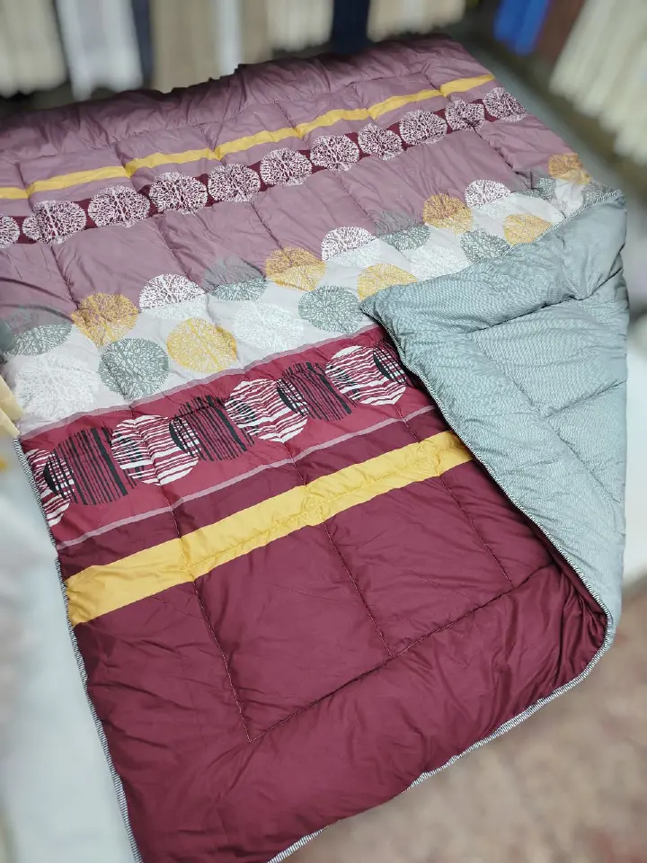 Luxury 4pcs Cotton Microfiber Quilted Duvet Blanket Set with Random Colors – 1 Duvet, 1 Bedsheet & 2 Pillowcases, Soft, Durable, Breathable Bedding for Stylish and Comfortable Sleep