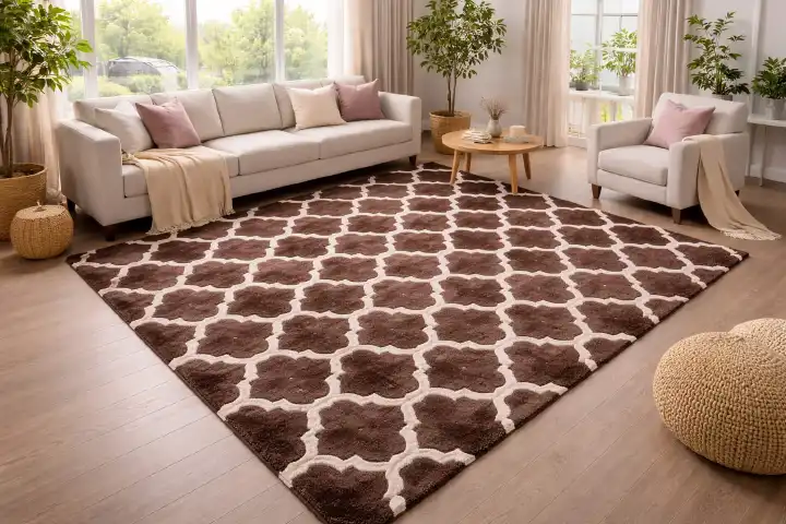 Pattern & Patches Fluffy Carpet 5x8 Feet (160x200cm) Plush Velvet Area Rug Soft Floor Mat for Living Room Bedroom Kids Room Cozy Home Decor Thick Shag Rug