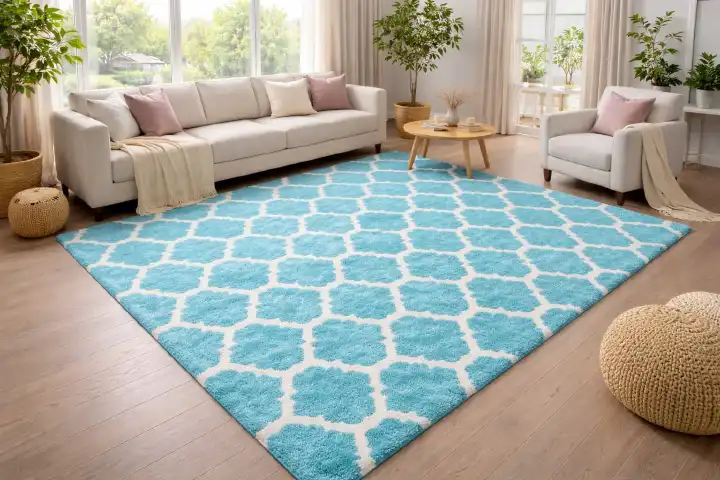 Pattern & Patches Fluffy Carpet 5x8 Feet (160x200cm) Plush Velvet Area Rug Soft Floor Mat for Living Room Bedroom Kids Room Cozy Home Decor Thick Shag Rug