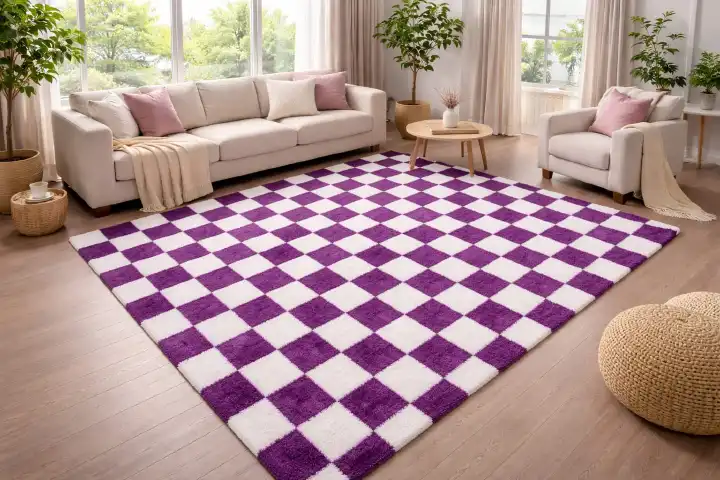 Pattern & Patches Fluffy Carpet 5x8 Feet (160x200cm) Plush Velvet Area Rug Soft Floor Mat for Living Room Bedroom Kids Room Cozy Home Decor Thick Shag Rug