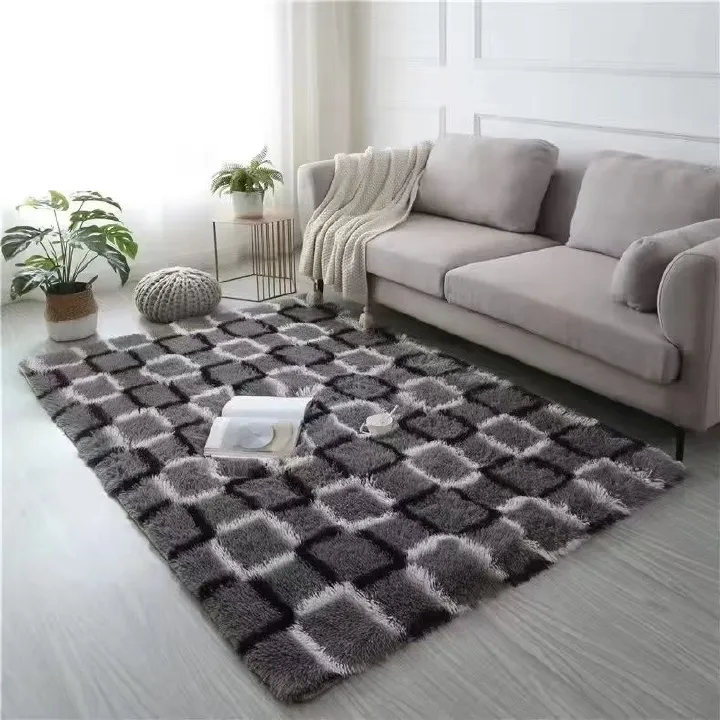 Pattern & Patches Fluffy Carpet 5x8 Feet (160x200cm) Plush Velvet Area Rug Soft Floor Mat for Living Room Bedroom Kids Room Cozy Home Decor Thick Shag Rug