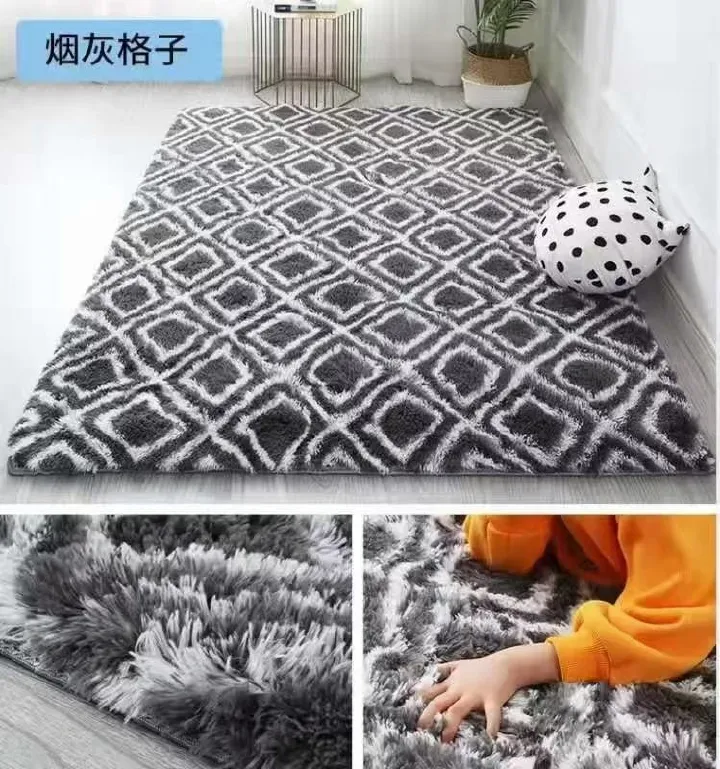 Pattern & Patches Fluffy Carpet 5x8 Feet (160x200cm) Plush Velvet Area Rug Soft Floor Mat for Living Room Bedroom Kids Room Cozy Home Decor Thick Shag Rug