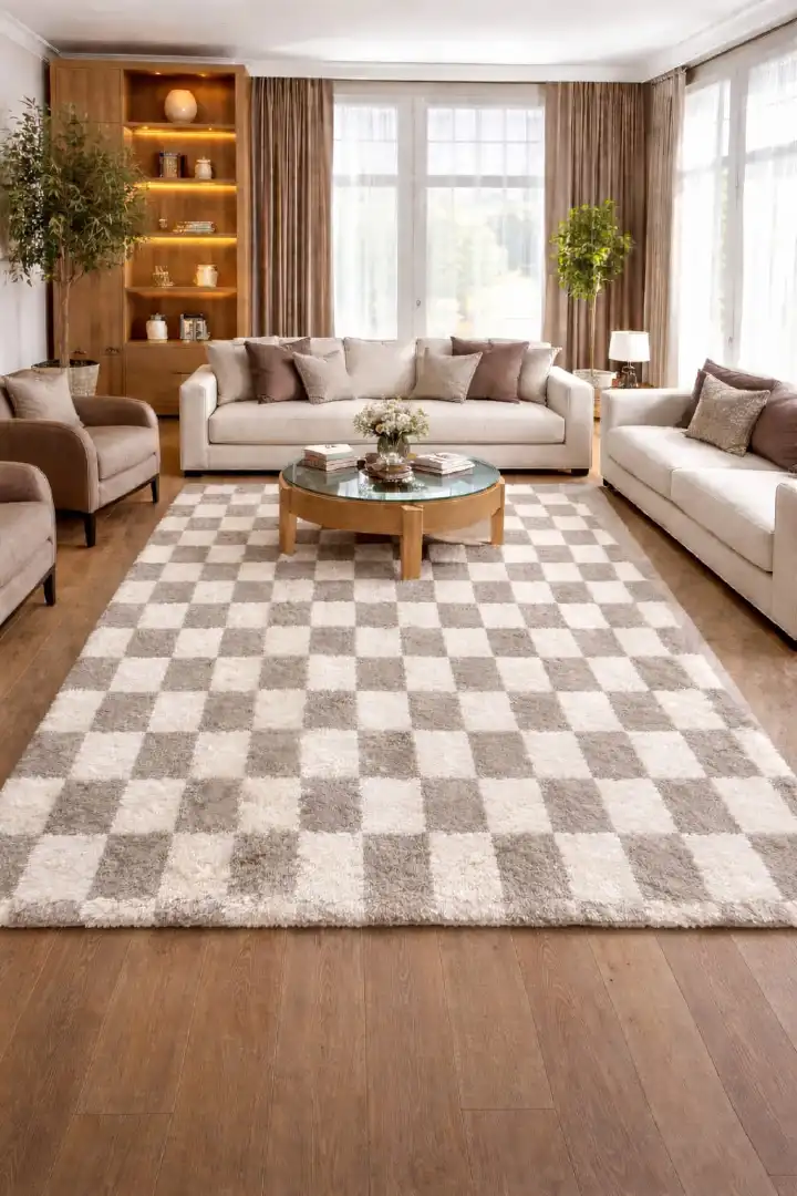 Pattern & Patches Fluffy Carpet 5x8 Feet (160x200cm) Plush Velvet Area Rug Soft Floor Mat for Living Room Bedroom Kids Room Cozy Home Decor Thick Shag Rug