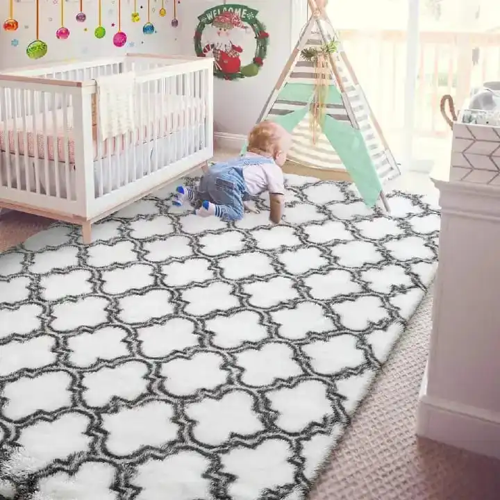 Soft Fluffy Carpet 5x8 Feet Plush Non-Slip Area Rug for Living Room Bedroom Kids Room Cozy Thick Floor Mat Home Decor Shag Rug