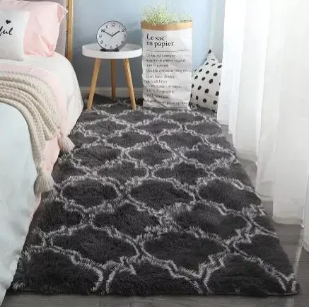 Bedside 4x6 Fluffy Carpet Anti-Slip Soft Area Rug for Cozy Bedroom Comfort and Stylish Home Décor, Easy Clean and Durable Floor Mat for Living Room