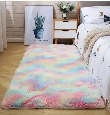 Bedside 4x6 Fluffy Carpet Anti-Slip Soft Area Rug for Cozy Bedroom Comfort and Stylish Home Décor, Easy Clean and Durable Floor Mat for Living Room