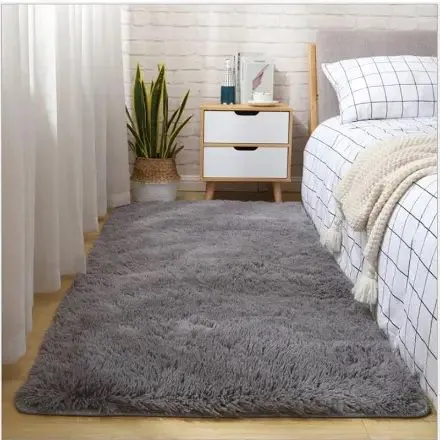 Bedside 4x6 Fluffy Carpet Anti-Slip Soft Area Rug for Cozy Bedroom Comfort and Stylish Home Décor, Easy Clean and Durable Floor Mat for Living Room
