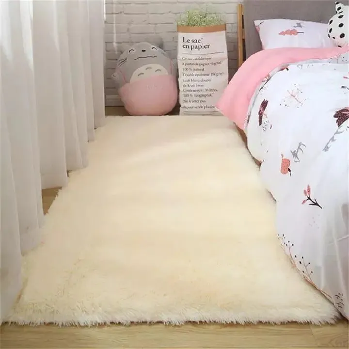 Bedside 4x6 Fluffy Carpet Anti-Slip Soft Area Rug for Cozy Bedroom Comfort and Stylish Home Décor, Easy Clean and Durable Floor Mat for Living Room