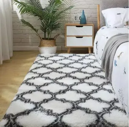 Bedside 4x6 Fluffy Carpet Anti-Slip Soft Area Rug for Cozy Bedroom Comfort and Stylish Home Décor, Easy Clean and Durable Floor Mat for Living Room