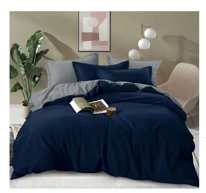 Plain Double-Sided Color Cotton Duvet Cover Set – 1 Duvet Cover, 1 Bedsheet & 2 Pillowcases, Soft, Breathable, Durable Cotton Bedding for Stylish and Comfortable Sleep