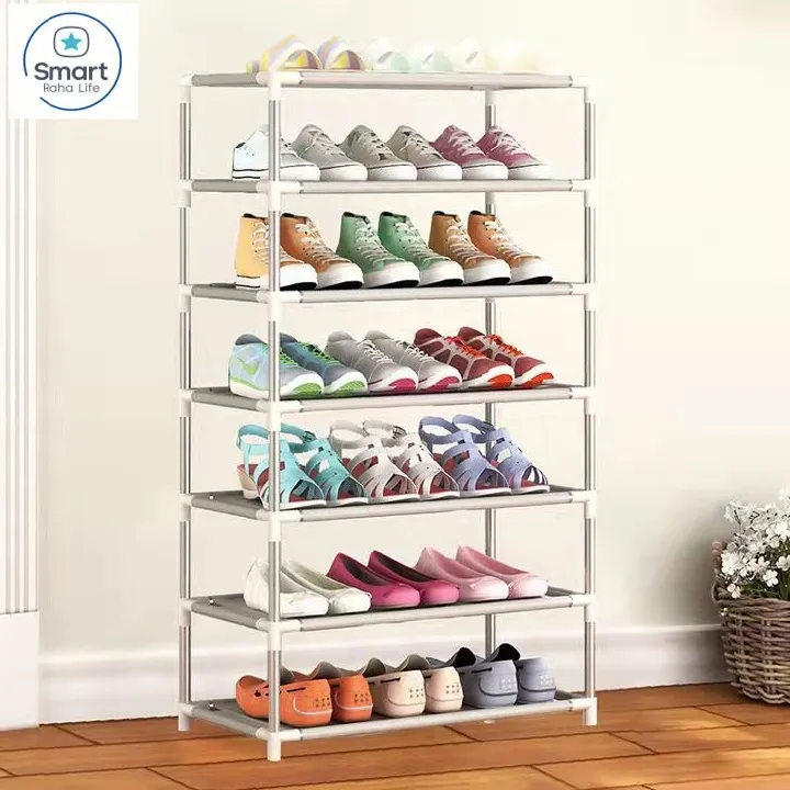Smartrahalife 7-Layer Shoe Rack Multifunctional Storage Organizer Space-Saving Small Furniture Sturdy Portable Shoe Shelf for Entryway Closet Dorm Home