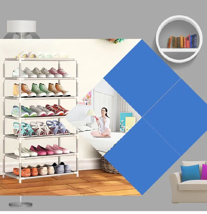 Smartrahalife 7-Layer Shoe Rack Multifunctional Storage Organizer Space-Saving Small Furniture Sturdy Portable Shoe Shelf for Entryway Closet Dorm Home