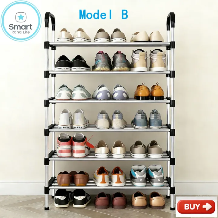Smartrahalife 7-Layer Shoe Rack Multifunctional Storage Organizer Space-Saving Small Furniture Sturdy Portable Shoe Shelf for Entryway Closet Dorm Home
