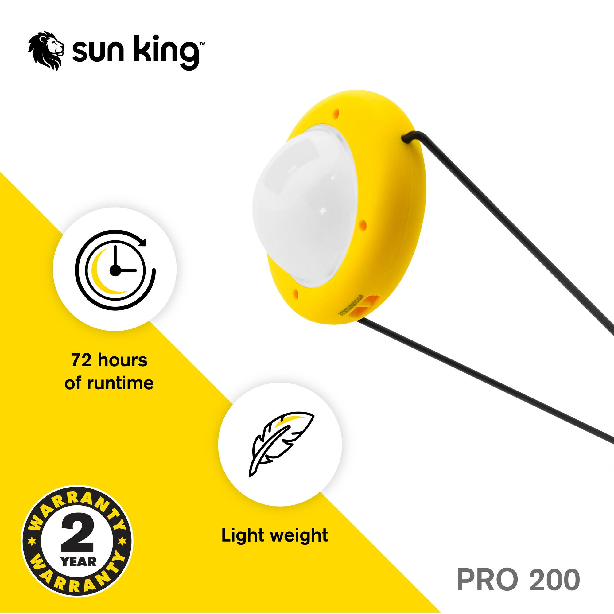 Sun King Pro 200 - Emergency Solar Light Lamp with USB Mobile Charging