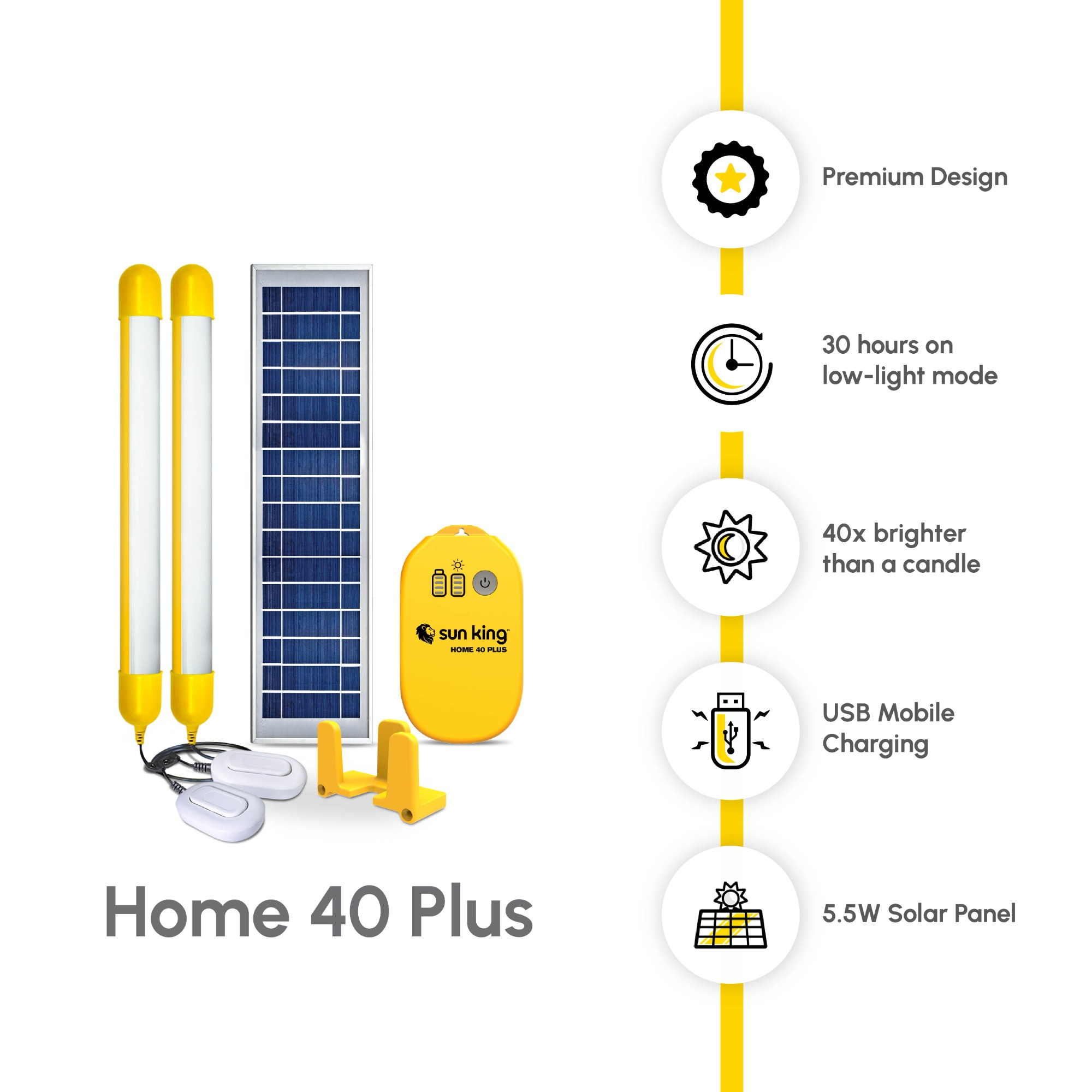 Sun King Home 40 Plus Solar Home Light System - Yellow