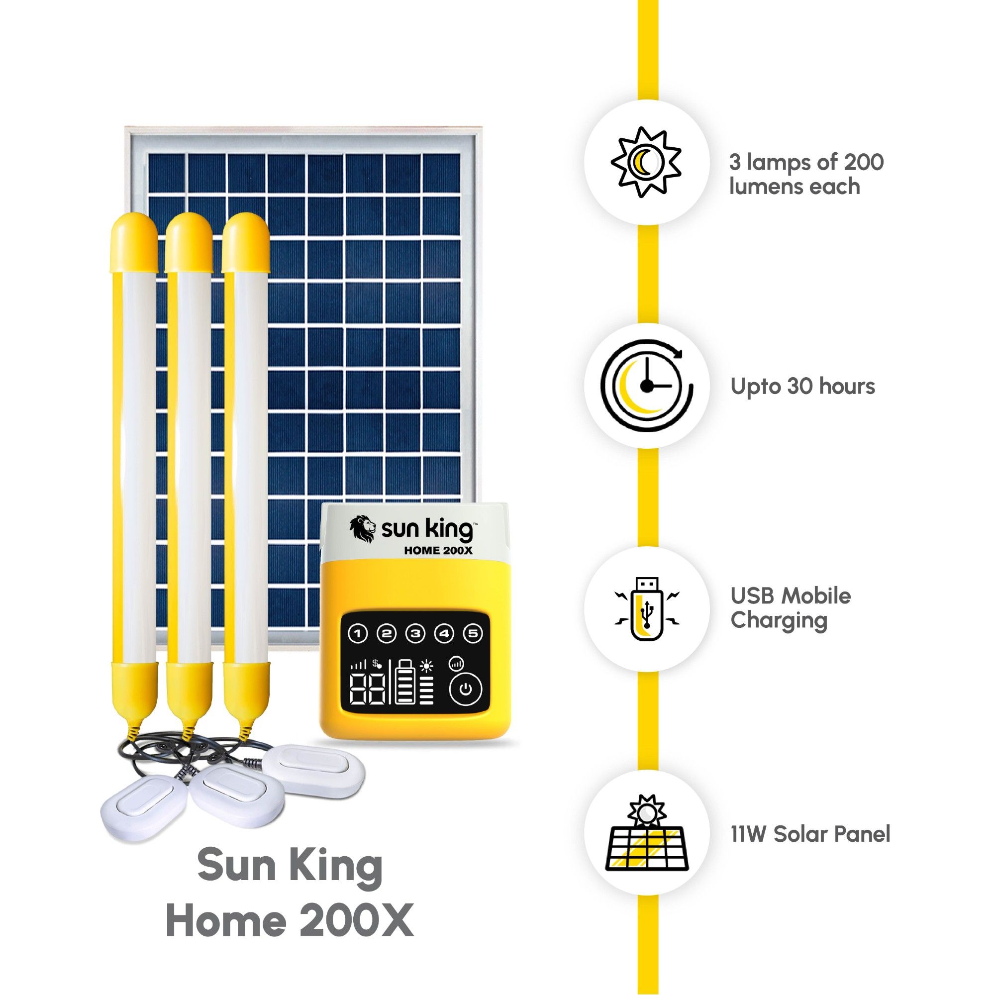 Sun King Home 200X Solar Home Light System - Yellow