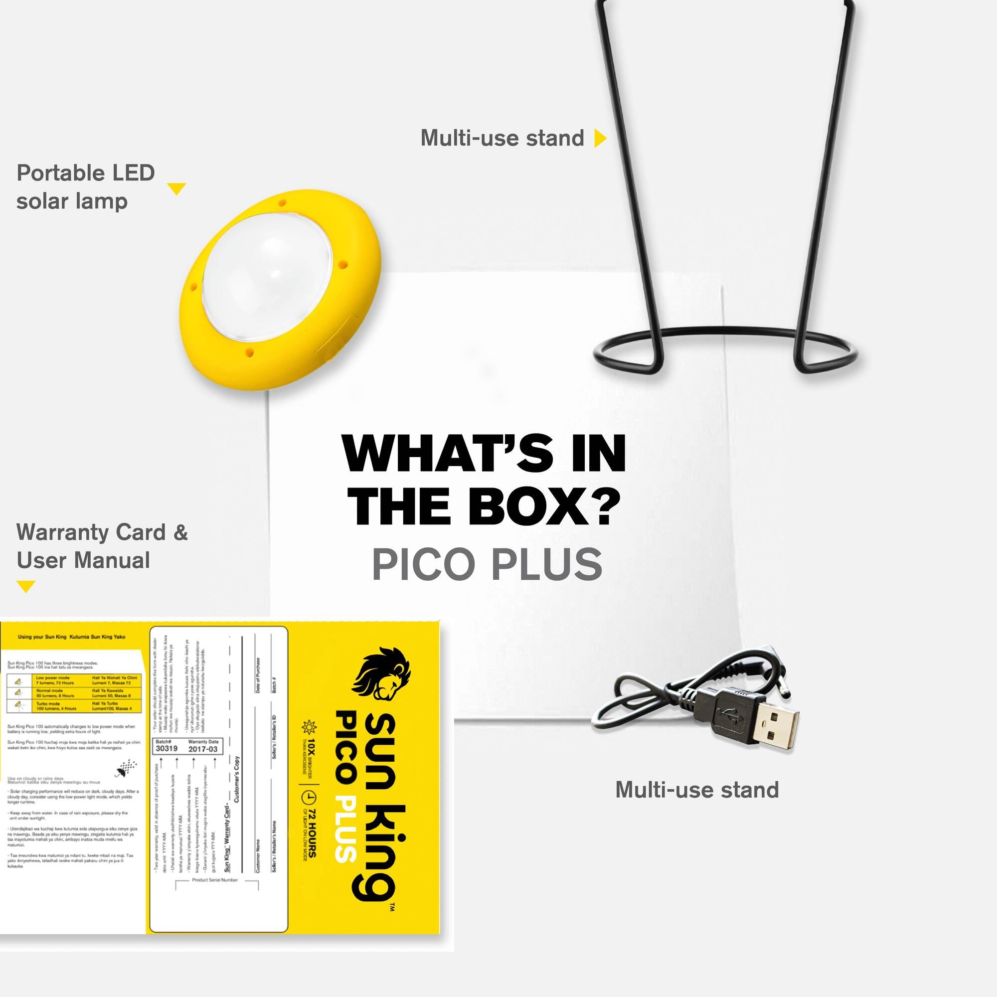 Sun King Pico Plus Portable Integrated Solar Panel Solar Light Lantern