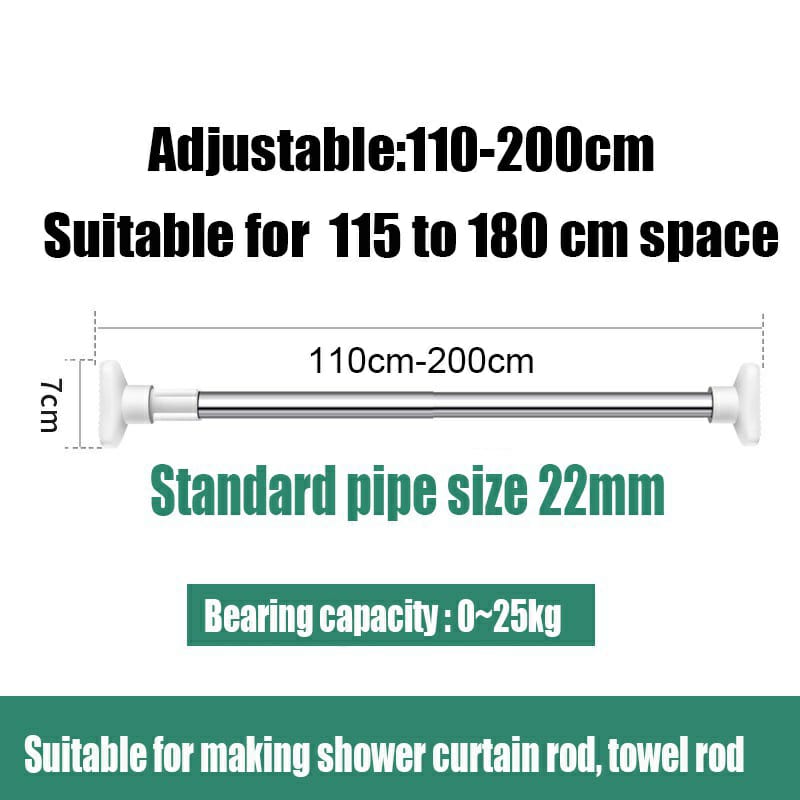 Telescopic Clothing Rod Adjustable Extendable Shower Curtain Tension Rod ( 110cm - 200cm