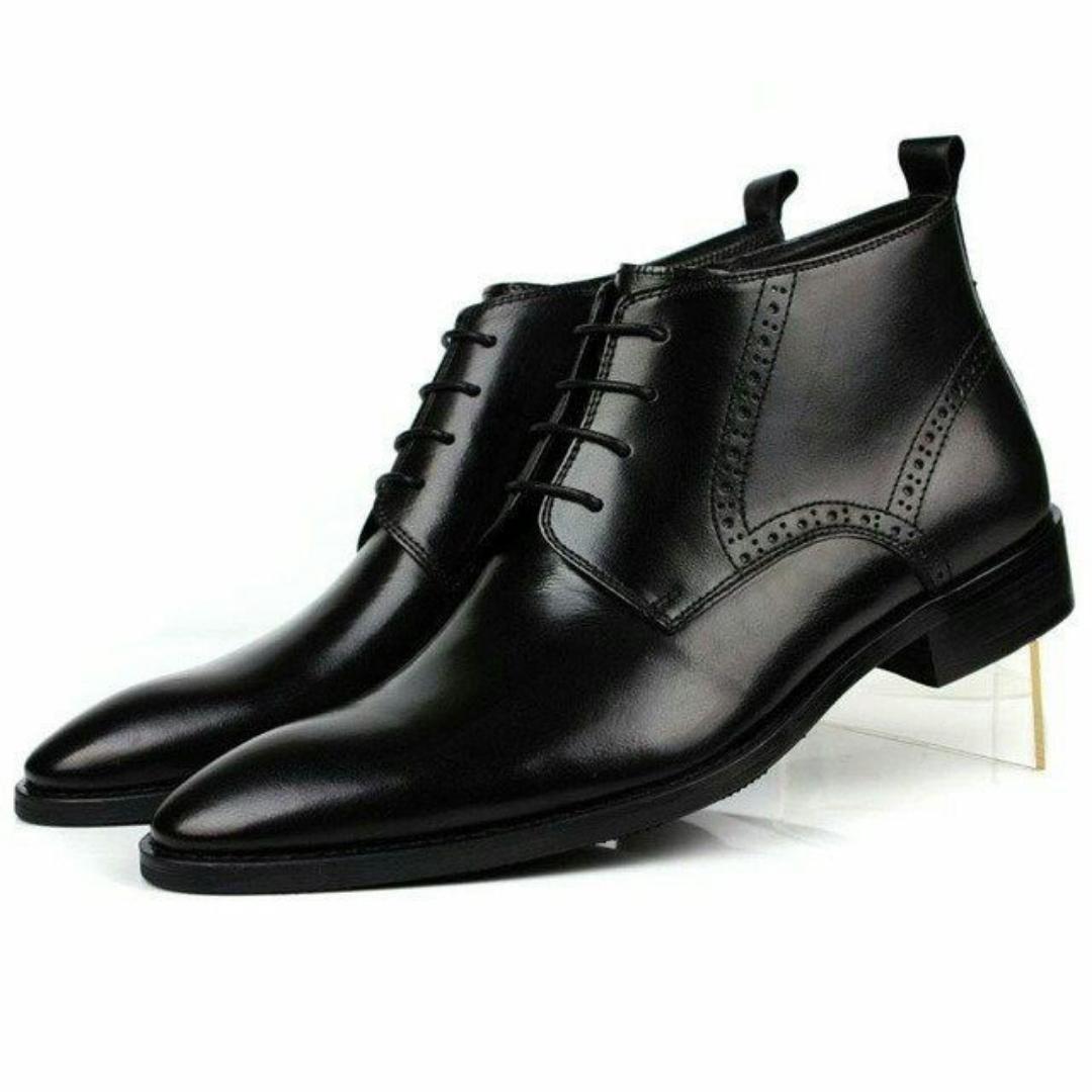 New Arrival Unique Classic Black Mens Ankle pure Genuine leather Boots,durable comfortable with strong sole and laces