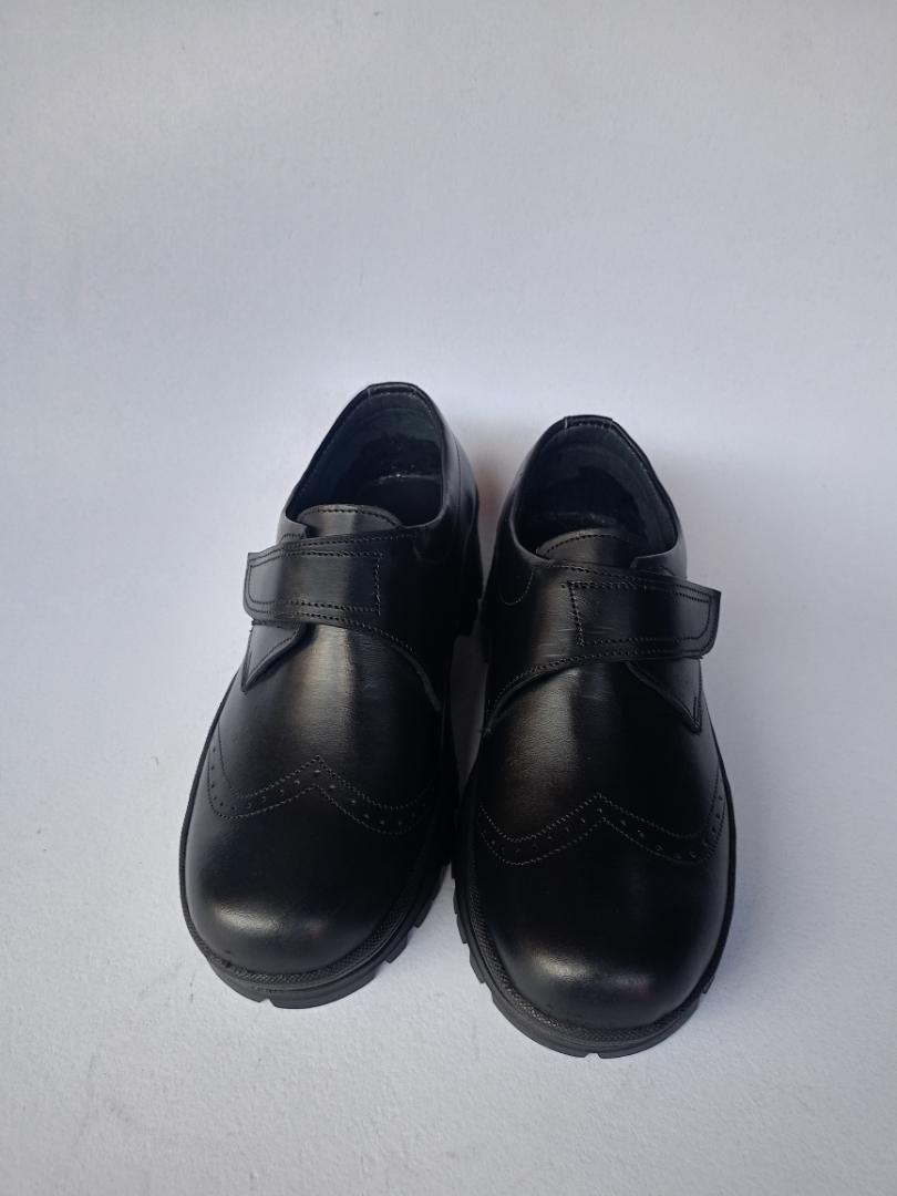 New design Comfortable Durable Black Pure Leather Back To School Shoes,Unisex for both Boys and Girls,school children comfortable with strong durable Vecro strap