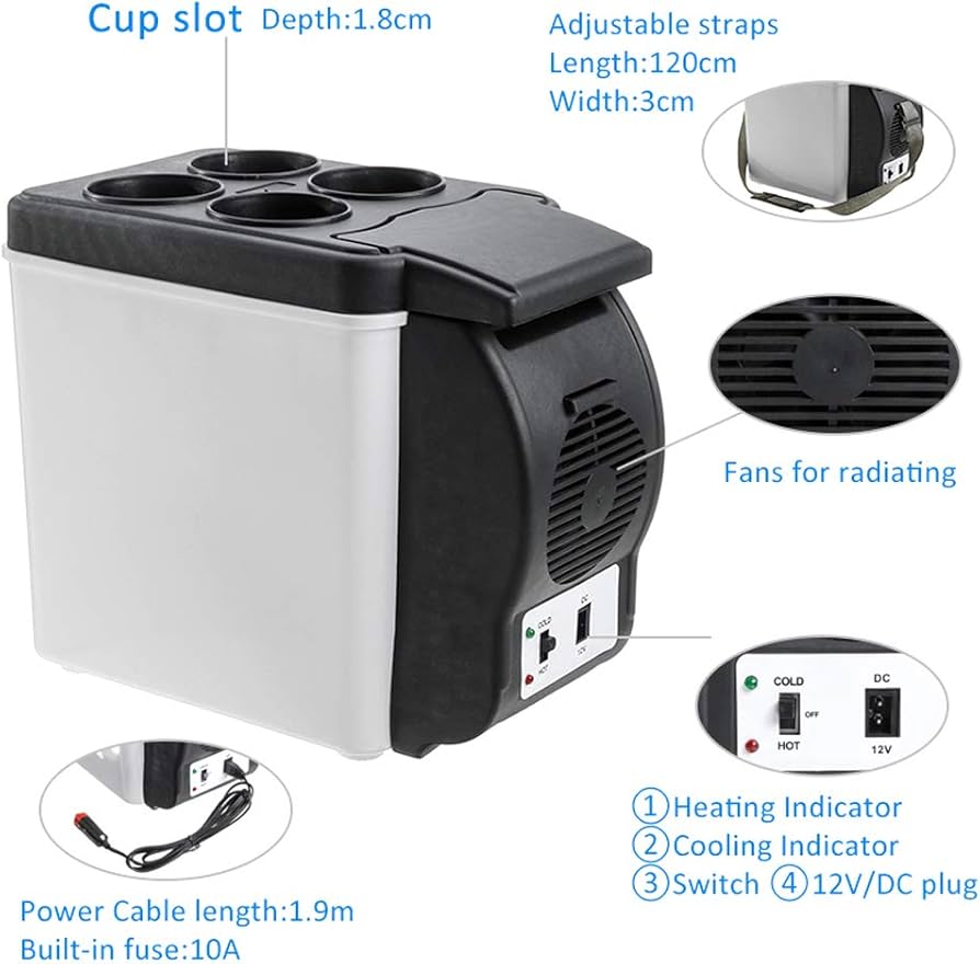 DC power 12V 6liter portable car fridge