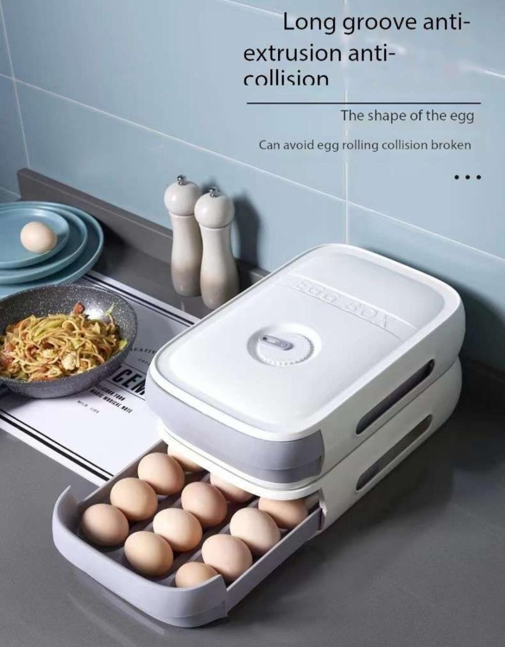 21 eggs long groove anti collision sliding egg storage box
