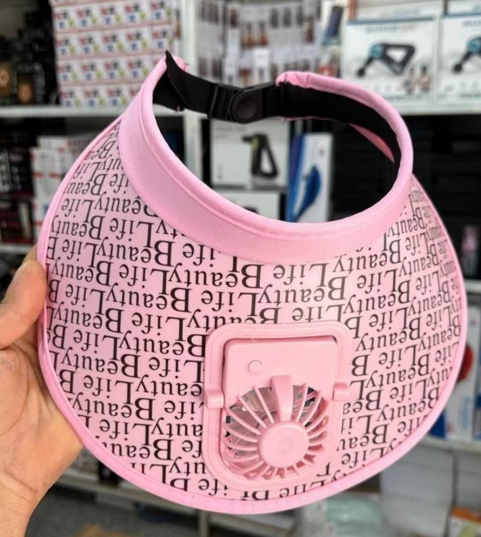 Life beauty branded summer sun visor cap hat with a 3 speed fan  summer sun