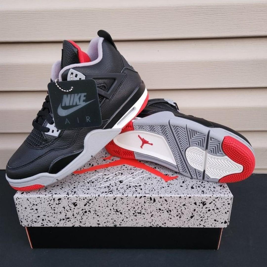🔥(ON OFFER) AIR JORDAN 4 RETRO (BRED) FREE SOCKS & BOX (BEST SHOP FOR AIRFORCE 1, AIR FORCE 1, JORDAN 4, AIR MAX, AIRMAX) GENERIC