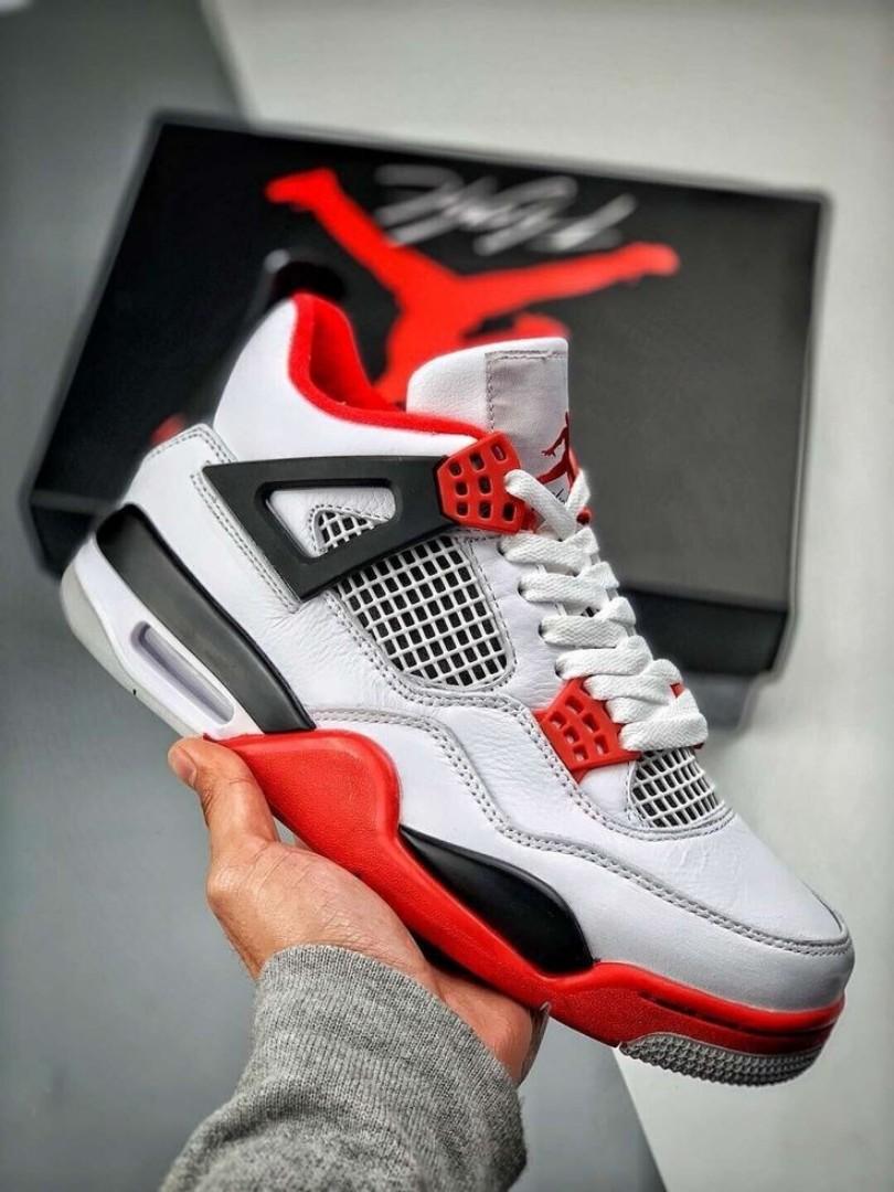 ORIGINAL AIR JORDAN 4 RETRO WHITE FIRE RED (BEST SHOP FOR AIRFORCE, AIR FORCE, AIR JORDAN, AIR MAX, AIRMAX AND ALL OTHER FASHIONABLE/HIGH QUALITY SNEAKERS)