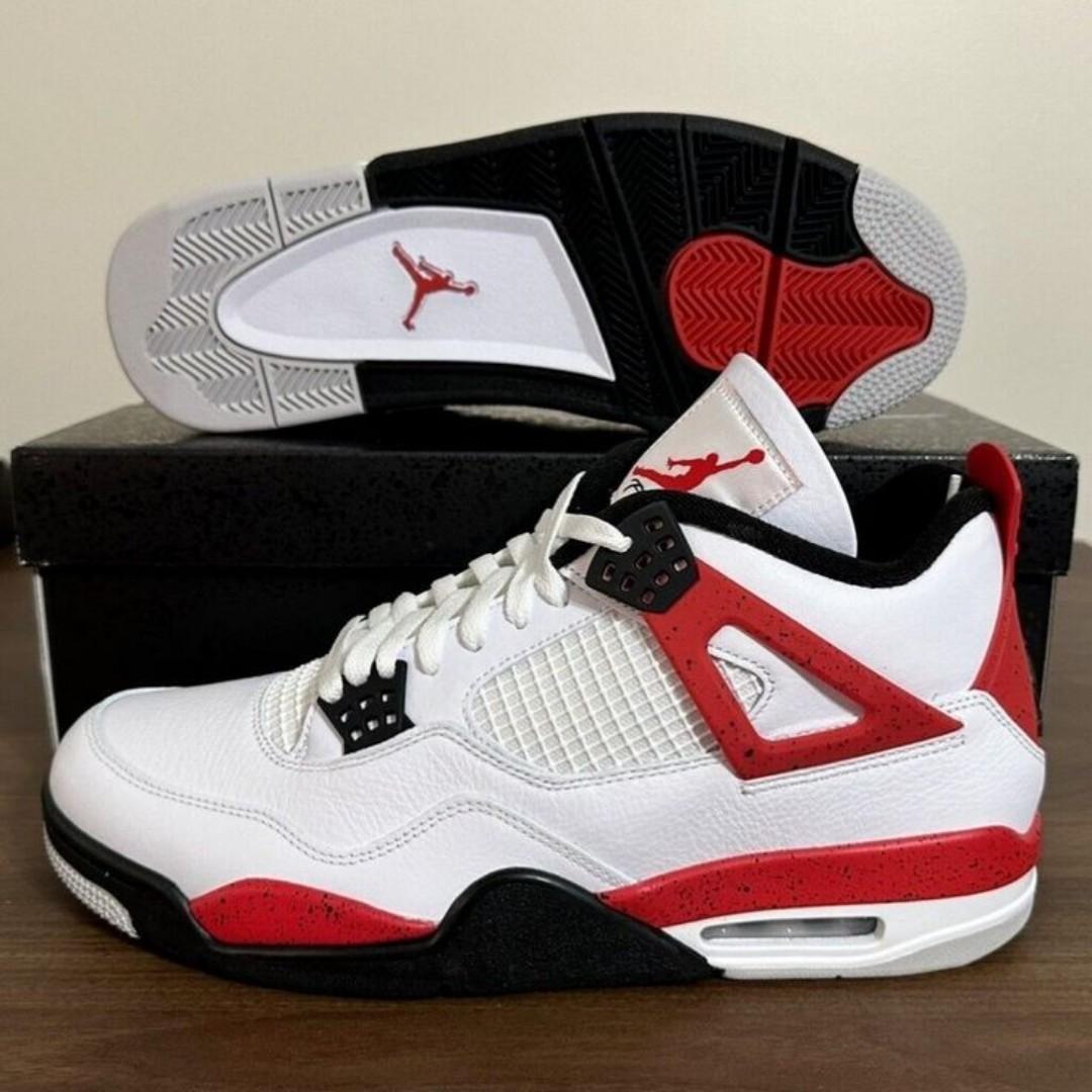 ORIGINAL AIR JORDAN 4 RETRO WHITE FIRE RED (BEST SHOP FOR AIRFORCE, AIR FORCE, AIR JORDAN, AIR MAX, AIRMAX AND ALL OTHER FASHIONABLE/HIGH QUALITY SNEAKERS)