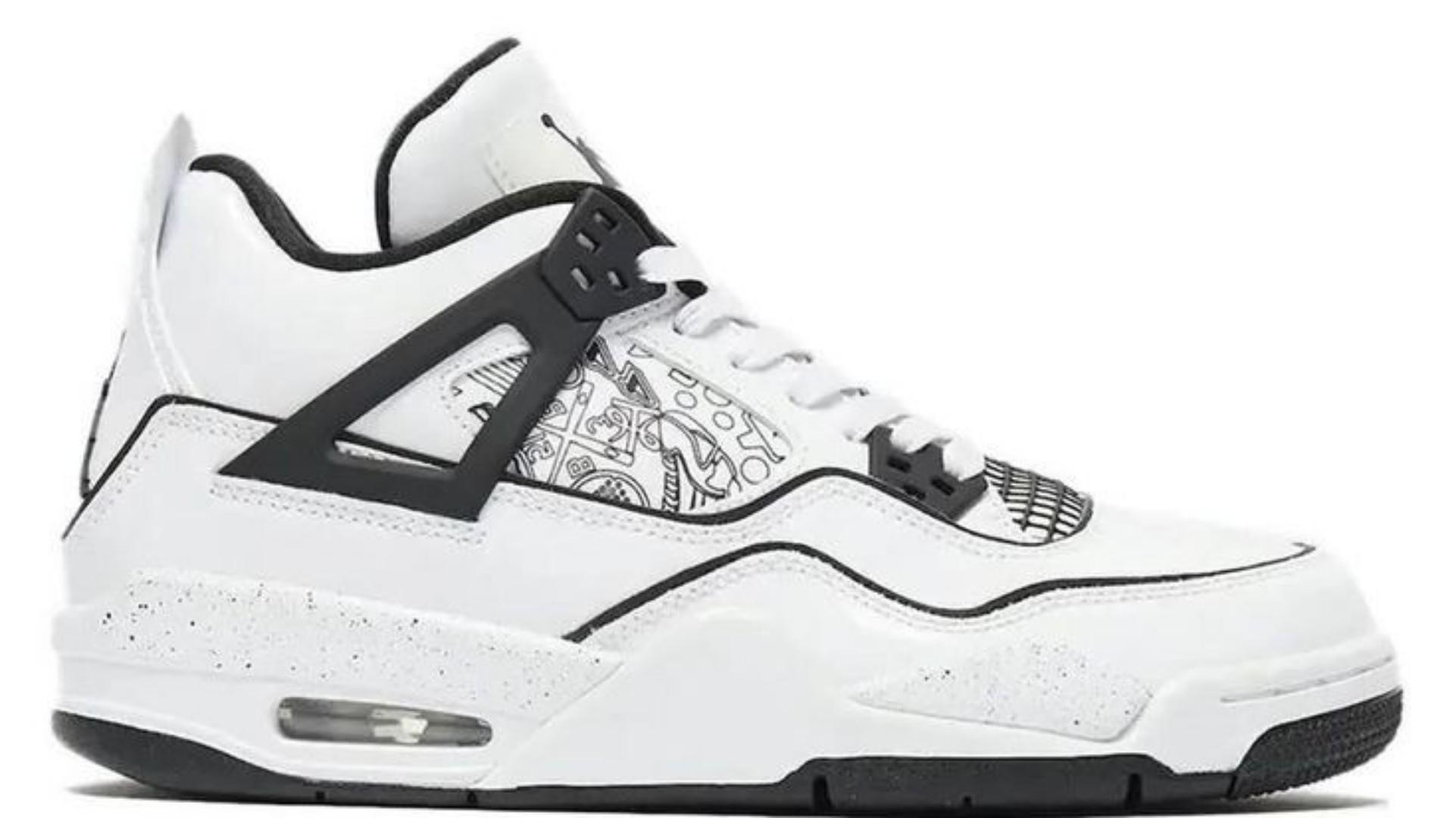 ORIGINAL AIR JORDAN 4 RETRO WHITE BLACK DIY (BEST SHOP FOR AIRFORCE, AIR FORCE, AIR JORDAN, AIR MAX, AIRMAX AND ALL OTHER FASHIONABLE/HIGH QUALITY SNEAKERS)