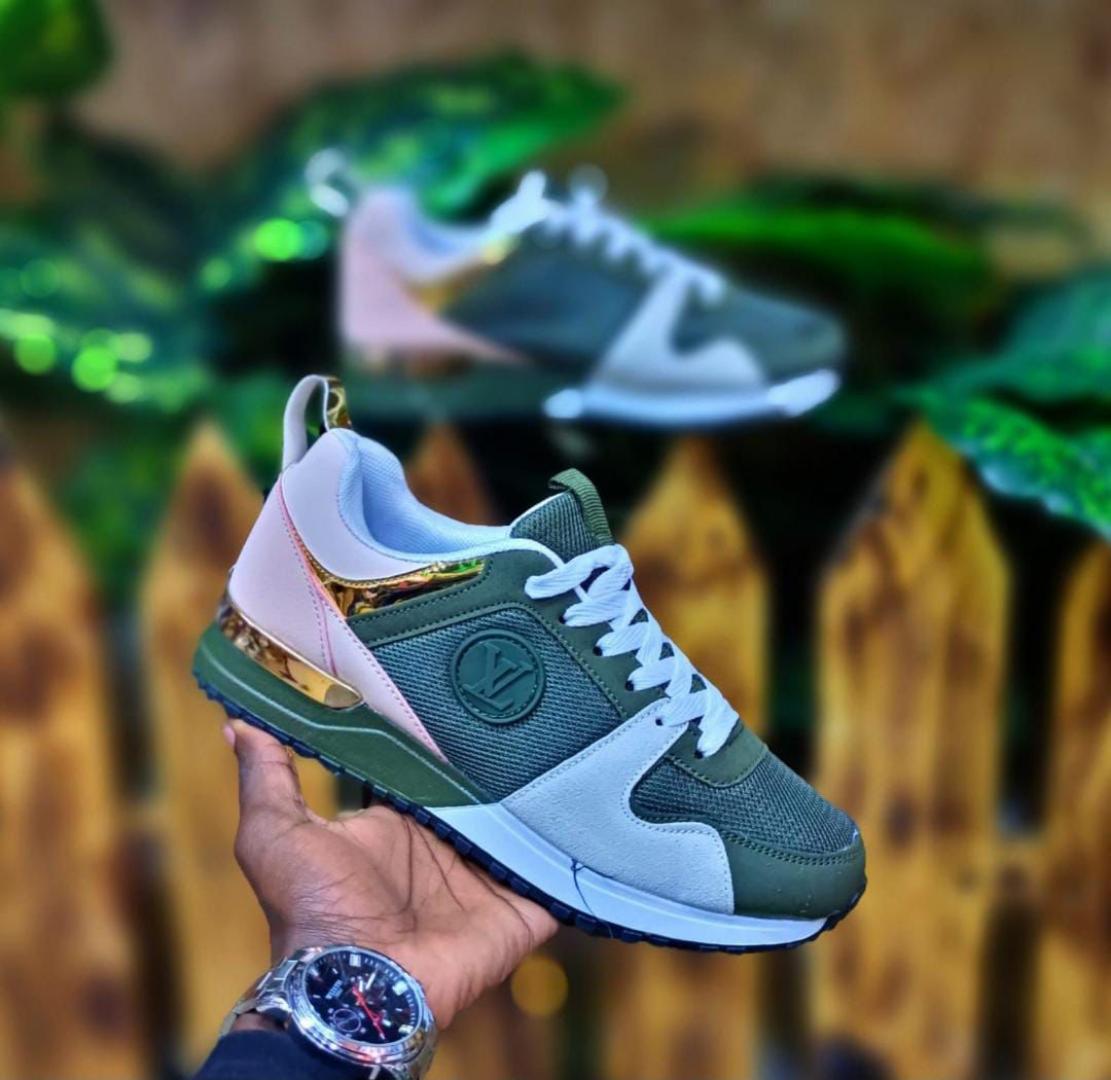ORIGINAL LOUIS VUITTON LV RUN AWAY LADIES SNEAKERS & TRAINERS GREEN ,HIGH QUALITY SNEAKERS. Best shop for Airforce, Air jordan, Airmax tn, Air force sneakers)
