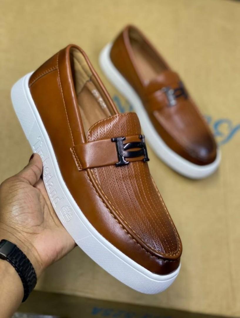 ORIGINAL LEATHER TIMBERLAND CLASSIC CASUALS LOAFERS, GREY CASUAL AND OFFICIAL SHOES BROWN LEATHER (BEST SHOP FOR LOAFERS, OFFICIALS, CASUALS, SNEAKERS)