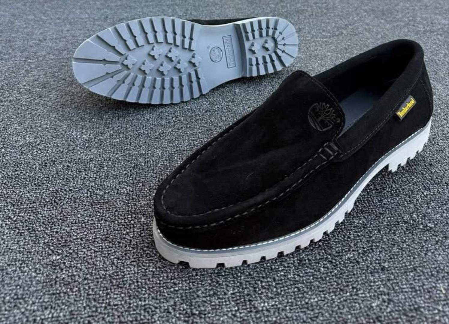 🔥(ON OFFER) SUEDE BLACK TIMBERLAND CLASSIC CASUALS LOAFERS, GREY CASUAL AND OFFICIAL SHOES BROWN LEATHER (BEST SHOP FOR LOAFERS, OFFICIALS, CASUALS, SNEAKERS) GENERIC