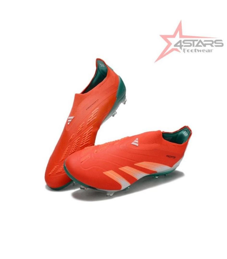 🔥(ON OFFER) Adidas Predator Elite lace lessAccuracy FG Football Boot - Solar Red/Aqua Blue. Soccer Boots, Sport shoes, Sport sneakers GENERIC