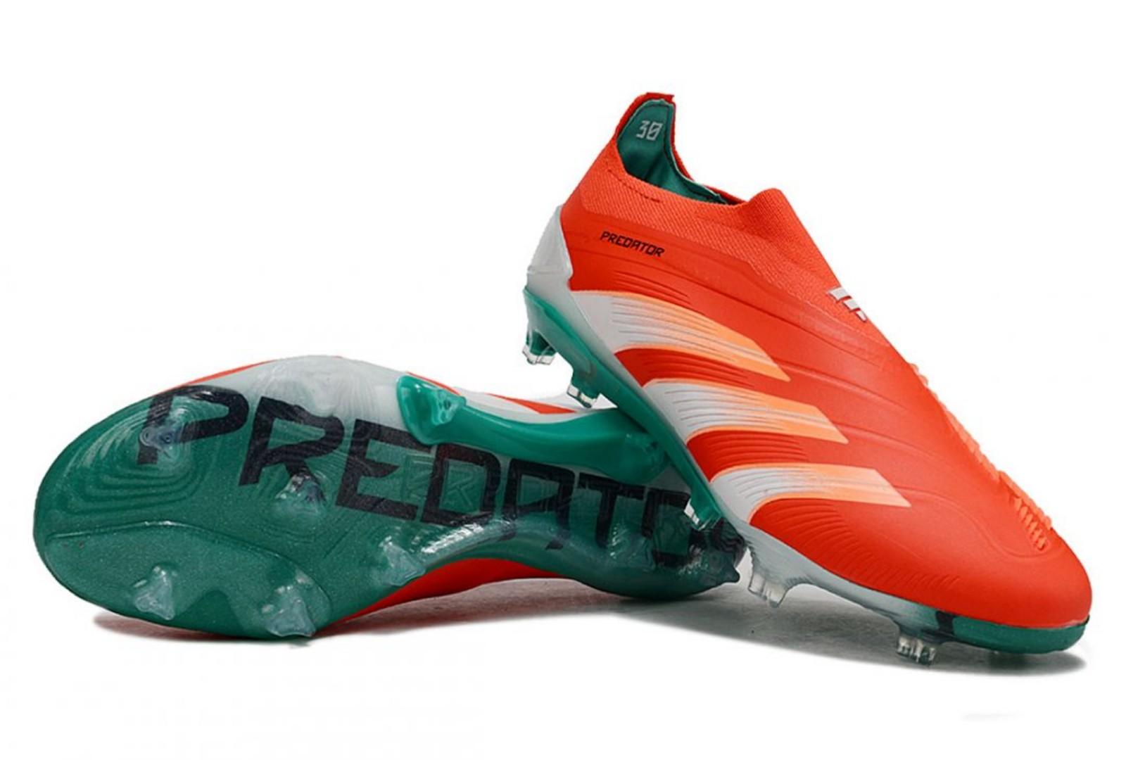 🔥(ON OFFER) Adidas Predator Elite lace lessAccuracy FG Football Boot - Solar Red/Aqua Blue. Soccer Boots, Sport shoes, Sport sneakers GENERIC