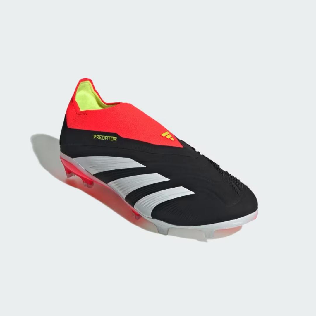 Original Adidas Predator Elite lace lessAccuracy FG Football Boot - Black White and Orange "Solar energy" field boots