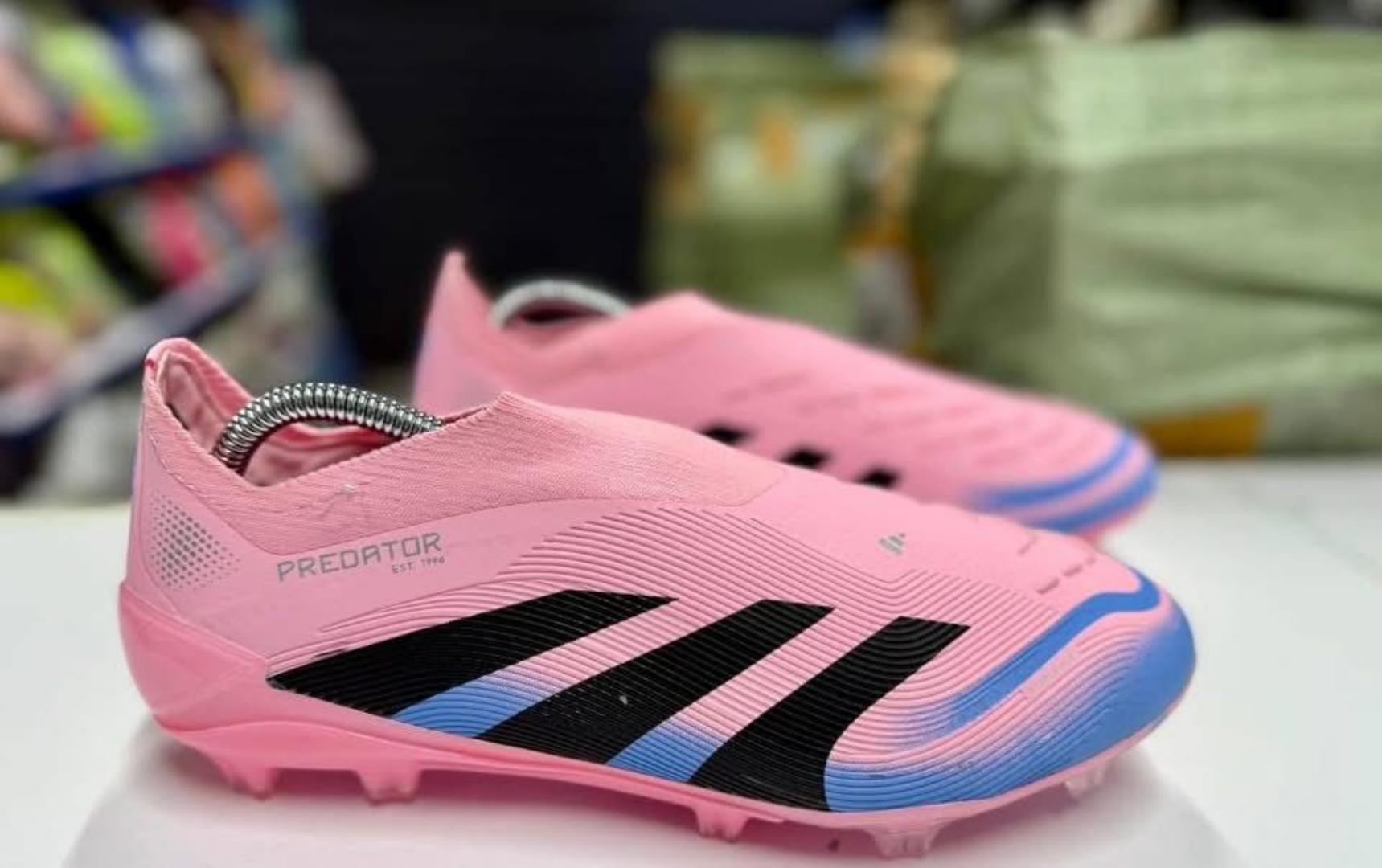 Original Adidas Predator Elite 25 Laceless FG Firm Ground Soccer Cleats - Pink/Black/Blue, soccer boots, football boots