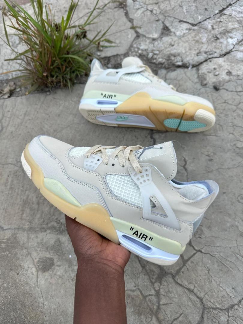 ORIGINAL AIR JORDAN 4 RETRO, "OFF WHITE/ CREAM SAIL". CUSTOMIZED JORDAN, COLOUR GREEN AND WHITE ,HIGH QUALITY SNEAKERS. JORDAN Best shop for Airforce, Air jordan, Airmax tn, Air force sneakers)